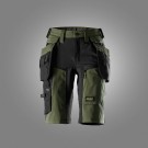 Arbeidsshorts med stretch og avtakbare hylsterlommer for dame, Khaki grønn - Snickers® 6117 thumbnail