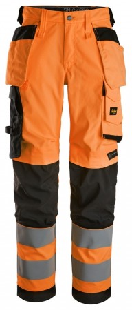 Arbeidsbukse med stretch og hylsterlommer for dame, High-Vis Oransje Kl.2 - Snickers® 6743