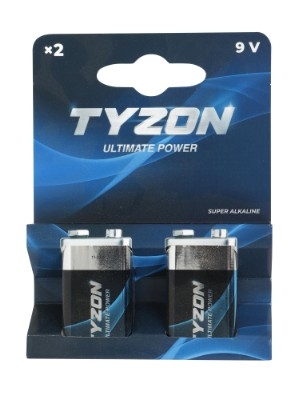 9 V superalkalisk batteri, 2-pk - Tyzon®