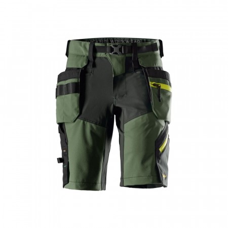 Softshellshorts med stretch og avtakbare hylsterlommer, Khaki grønn - Snickers® 6140