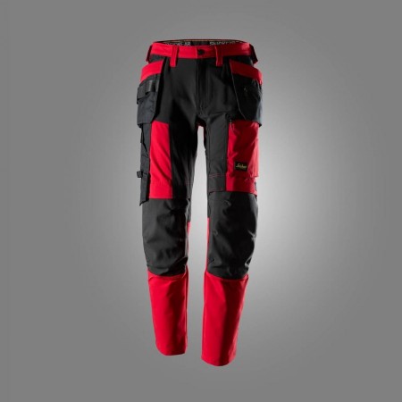 Arbeidsbukse med stretch og hylsterlommer, Rød - Snickers® 6218