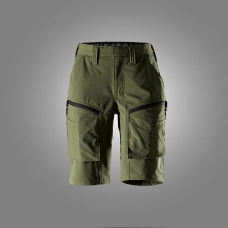 Serviceshorts med stretch til dame, Khaki grønn - Snickers® 6174