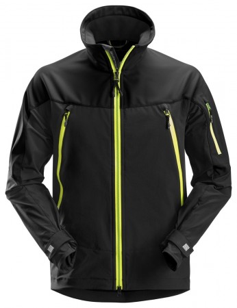 Softshelljakke med stretch, Sort/Neon Gul - Snickers Workwear 1940